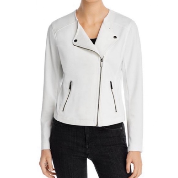 bagatelle Jackets & Blazers - NWT Bagatelle White Print Ponte Moto Style Jacket